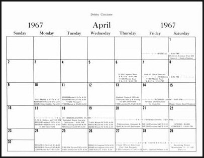 1966 1967 WHS School Calendar
